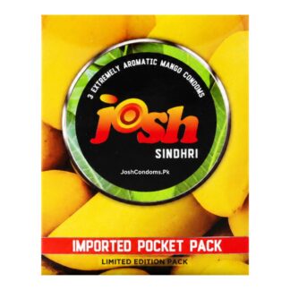 Josh Sindhri Mango Flavored Condoms Pack of 3 Official Pakistan Box Layout